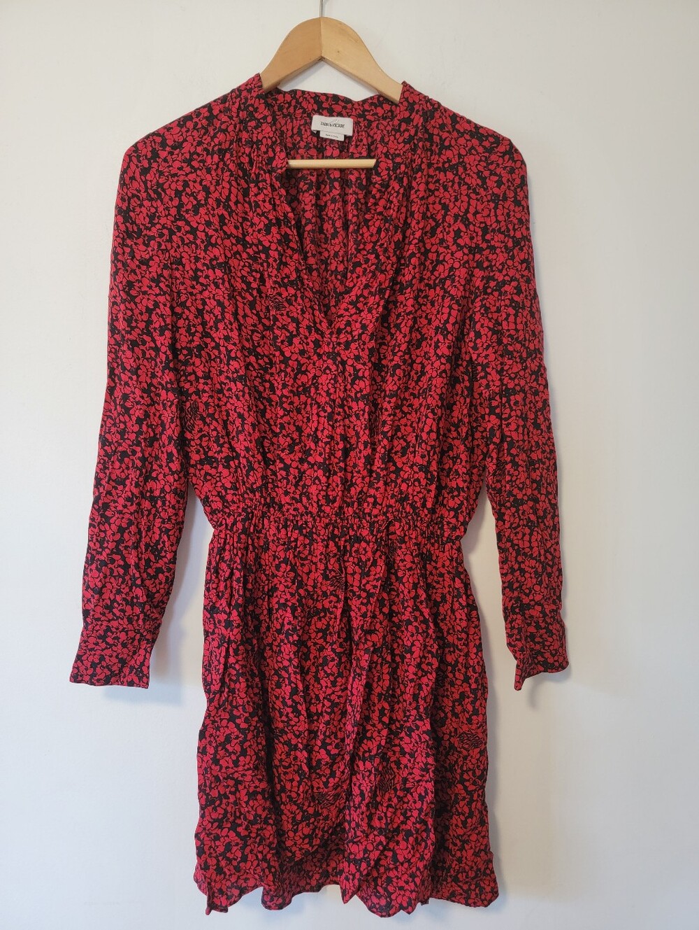 Zadig & Voltaire Red and Black Floral Long Sleeve Dress